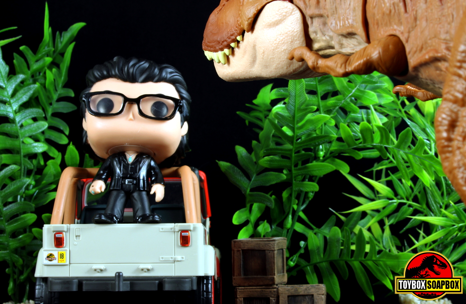 must go faster ian malcolm jurassic park funko pop jeep tyrannosaurus